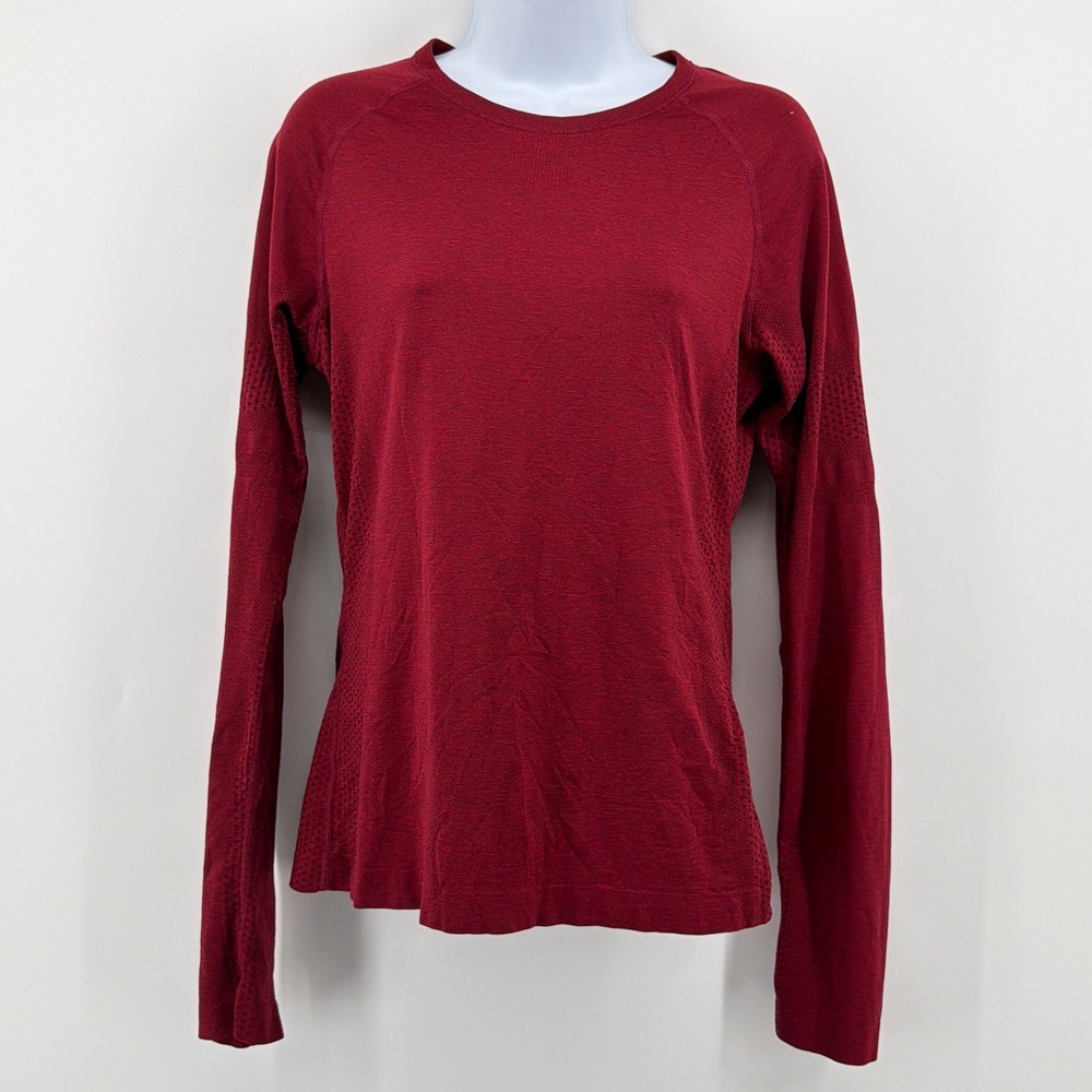 FIGS Salta Seamless Long Sleeve Underscrub Top Burgundy Maroon W18KW1002 Medium